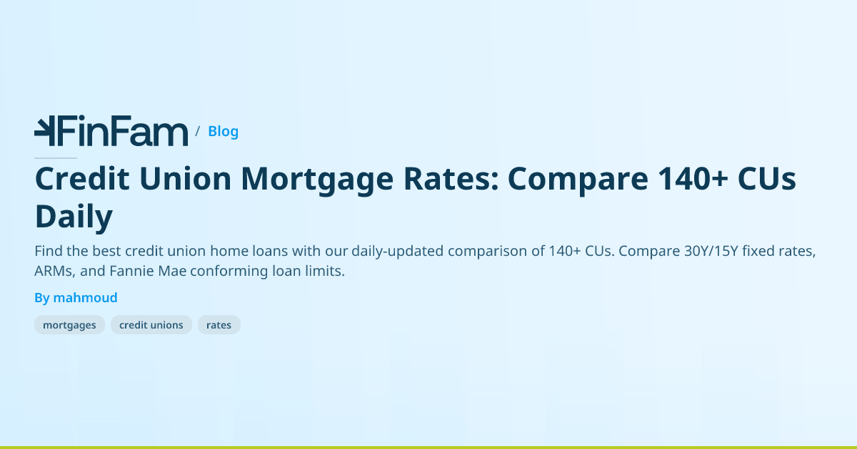 Credit Union Mortgage Rates: Compare 140+ CUs Daily - FinFam